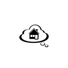 Dreaming about buying a new house icon isolated on white background