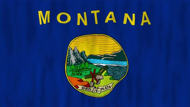 Flag of Montana. The texture of the fabric. High quality looped video footage. 4K HD