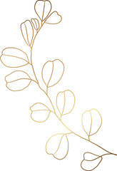Gold eucalyptus leaf branch illustration