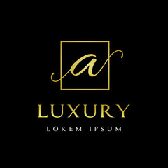 Luxury A Letter vector template logo. This font with gold and beautiful design, suitable for jewelry, cosmetic and brand.