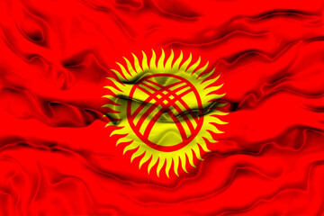 Obraz premium National flag of Kyrgyzstan. Background with flag of Kyrgyzstan