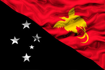 National flag  of Papua New Guinea. Background  with flag  of Papua New Guinea