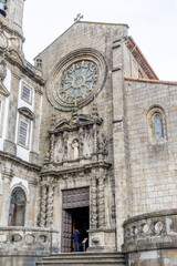 Porto, Portugal - December 07, 2022: details of the unique buildings of the historic center of the city of Porto, Portugal