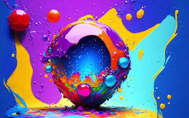 water color paint glob art background - obrazy, fototapety, plakaty
