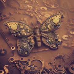"Butterfly made of mechanical pieces" Generative Ai