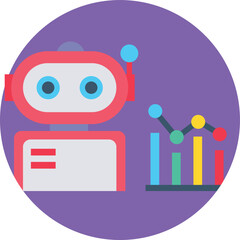 Robot With chart Vector Icon
