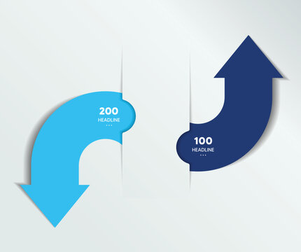 Infographic vector option banner with 2 steps, arrrows. Infographic template.
