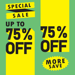 20% - 95% discount on warning tags, banners, flyers, social media posts, easy to change color illustration vector art