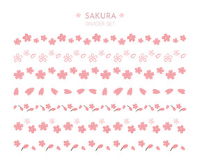 Set of hand drawn cute sakura flower line dividers decoration © mid0ri