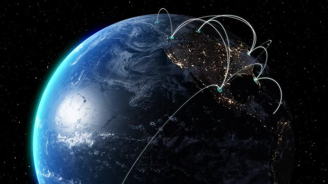 Abstract Tech Earth Globalization in 3d Motion Graphic.washington as the starting point.