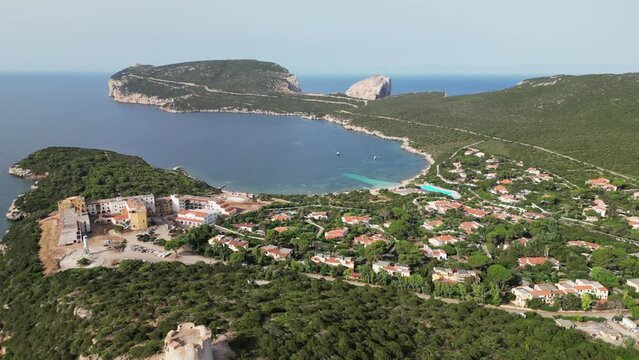Pischina Salida and Capo Caccia at Porto Conte Natural Park in Sardinia, Italy - 4k Aerial