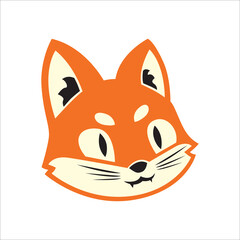 Obraz premium Funny fox, Cartoon forest animals, animal with cute emotion on face, vector illustration of orange foxe of wildlife around logo isolated on white background