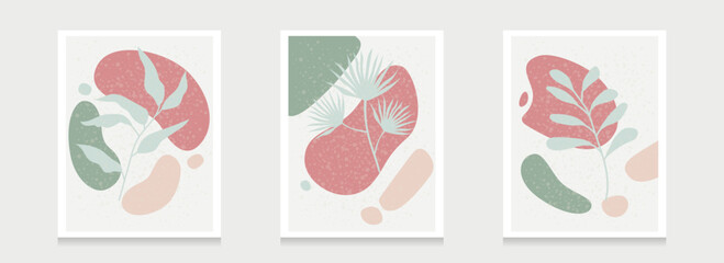 Abstract Nature Art of Various Leaves Botanical Minimal Illustration Set