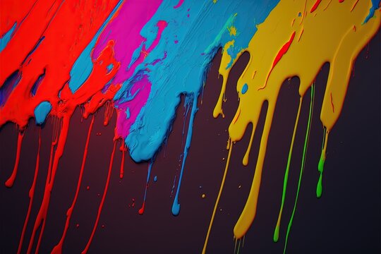 Bright Paint Dripping Down A Wall