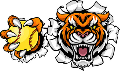 Tiger Softball Animal Sports Team Mascot