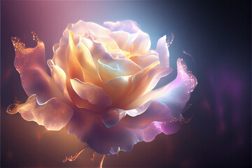 shinny magic rose with a fairy like effect, generative ia - obrazy, fototapety, plakaty