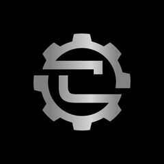 Letter C gear vector template logo. This Design is suitable for technology, industrial or automotive. Gradient. Gray.