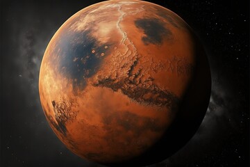 Obraz na płótnie Canvas Mars planet with satellite. Generative AI