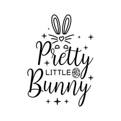 Easter graphic logo with bunny ears and calligraphic lettering