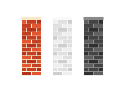Brick pillar vector. wallpaper. Brick pillar on white background.