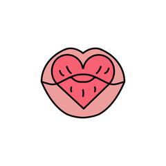 lip line icon. Elements of valentines day illustration icons. Signs, symbols can be used for web, logo, mobile app, UI, UX on white background