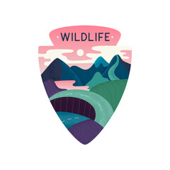 Wildlife design with mountains