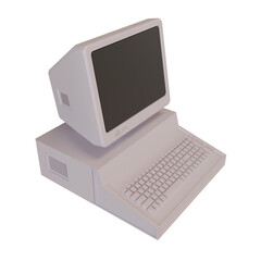 White old fashioned personal computer vintage style. 3d illustration