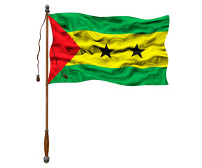 National flag of Sao tome and principe. Background  with flag of Sao tome and principe.