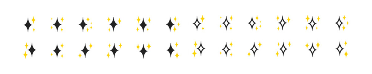 Rating stars set icon. Rate the service, app, application, user, falling star, shine, evaluate, online, internet. Technology concept. Six vector line icon in different styles