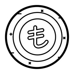 The lira coin symbolised as tl concept, kurus or piastre vector line icon design, Republic of Turkiye symbol, Turkey culture sign, Turkish traditions Elements stock illustration 