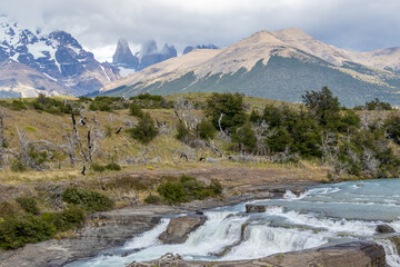Torres del Paine River Waterfall Patagonia