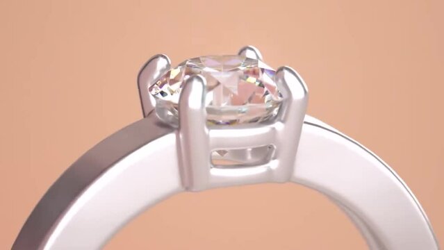 Diamond ring opening from case 3d animation. 3D render animation diamond ring. Advertisements concept for jewellery and ornaments