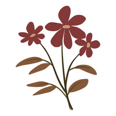 beauty branch of red flowers with leaves