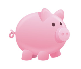 Piggy bank pink 3D icon - for money savings