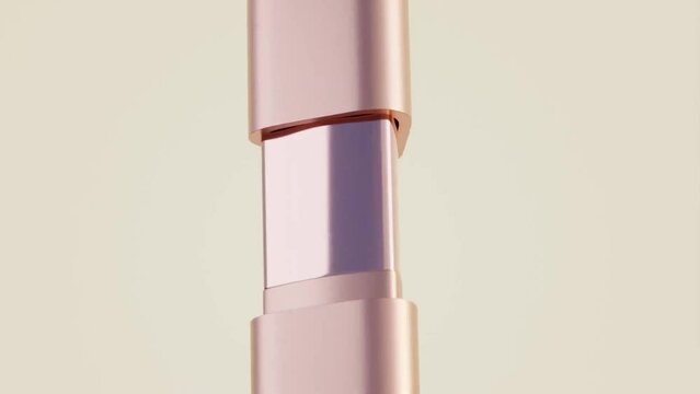 Lipstick - woman accessory and beauty product 3d visualization. Makeup cosmetic accessories animation. Packaging for cream, gel, serum, advertising and product promotion. Motion graphics.