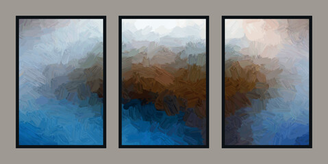 Set of abstract brush stroke effect creative digital hand-painted blended color