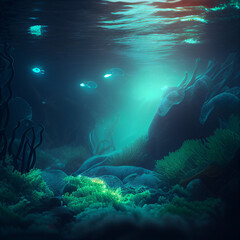 Fototapeta na wymiar Abstract underwater realistic colourful (AI Generated)