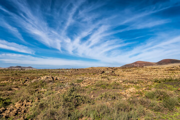 Road to Calderon Hondo volcanic crater on Fuerteventura,  Spain