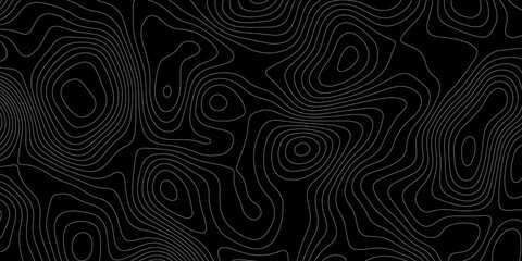 Topographic map background geographic line map with elevation assignments. Modern design with black background with topographic wavy pattern design.paper texture Imitation of a geographical map shades