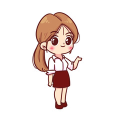 Business women worker character hand drawn cartoon vector art illustration