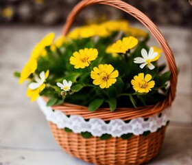 Fototapeta na wymiar bouquet of beautiful flowers on wooden background