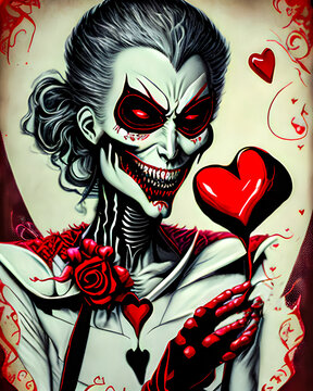 Evil monster cupid Anti valentine's day illustration. generative ai.