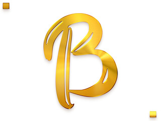 Letter B Vintage Gold Color Royal Alphabetic Logo Transparant PNG