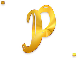 Letter P Vintage Gold Color Royal Alphabetic Logo Transparant PNG