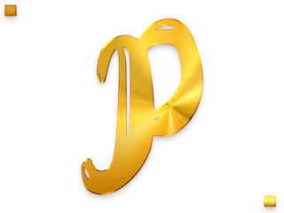 Letter P Vintage Gold Color Royal Alphabetic Logo Transparant PNG