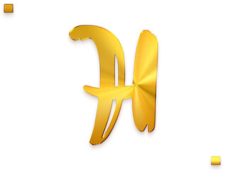 Letter H Vintage Gold Color Royal Alphabetic Logo Transparant PNG