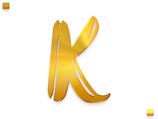Letter  K Vintage Gold Color Royal Alphabetic Logo Transparant PNG