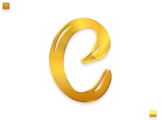 Letter C Vintage Gold Color Royal Alphabetic Logo Transparant PNG