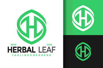 Letter H Herbal Leaf Logo Design Element Stock Vector Illustration Template