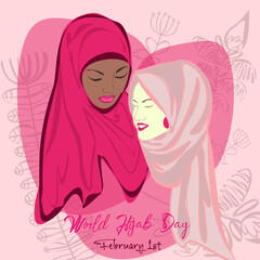 World Hijab day on february 1 international day celebration and greeting design.